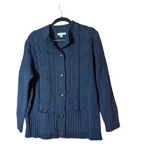 JohnPaulRichard Navy Cable Knit Cardigan